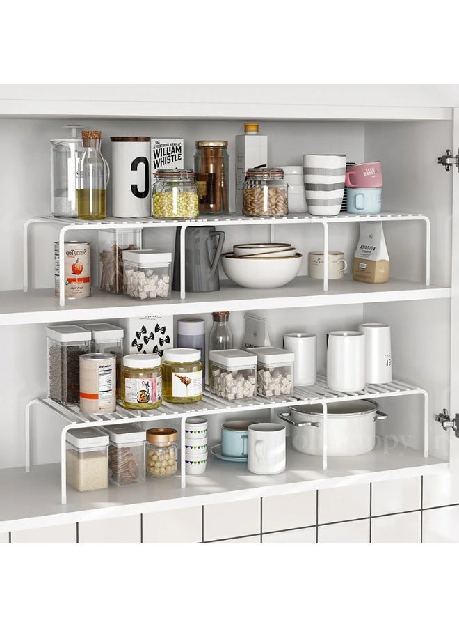 MunKan Extendable Spice rack shelf, Under Sink Shelf Storage Rack, for Kitchen Countertop Organizer Shelf, Cabinet Shelf Organizers Storage Rack Space Riser, Pantry Cupboard Shelf - Image 2